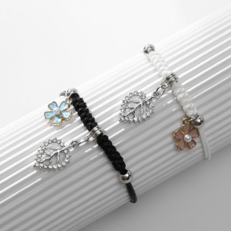 Bracelets "Demetrons" flowers with leaves, color, 7 cm-4