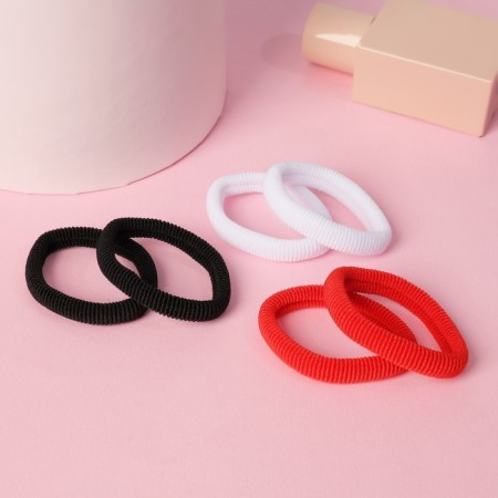 Hair elastic band "Mahrushka" (set 48 pcs) 6 cm, red black white-1