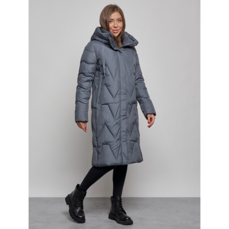 Coat insulated winter female, size 46, dark blue color-1