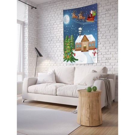 Decorative panel with photo printing "Meeting with Santa", vertical, size 100x150 cm