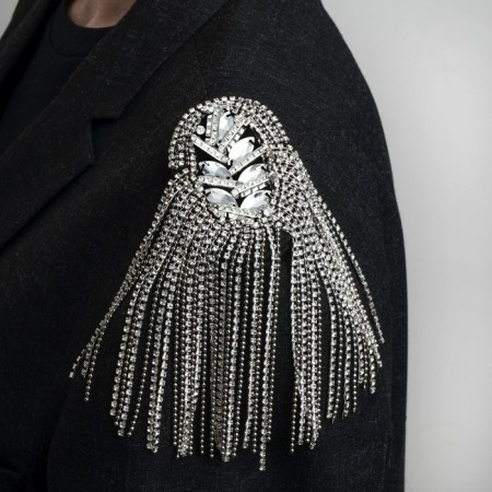 Brooch "Epipol", white color in silver