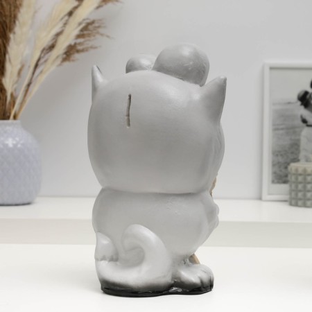 Piggy bank "Cat with fish" Gray, 16x14x25.5cm mix-2
