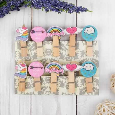 Decorative clothespins with a rope for the suspension "Inspiration" set 10 pcs.