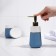 Savanna Grace bathroom accessories set, 3 items (soap dispenser 290 ml, glass, soap dish), blue color