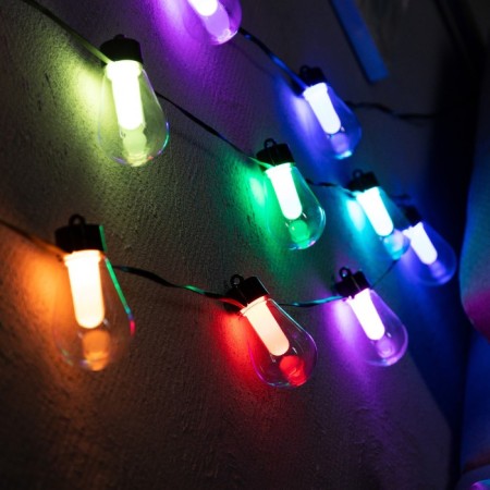 Smart garland “thread” 6 m with nozzles “light bulbs”, IP20, dark thread, 20 LED, glow RGB, USB