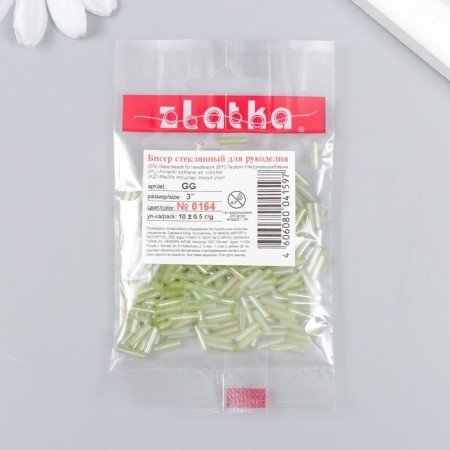 Beads "Zlatka" Glass 10 g, size 3 ", 6 mm, No. 0164 Salad 93" 78555-2