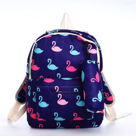 School backpack of textiles on a zipper, 3 pockets, pencil case, color violet-3