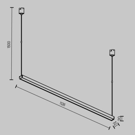 Technical TR170-1-52W3K-B BASIS, 1120x27x20 mm, LED, 52W, 1500LM, 3000K, 3000K, black color black-6