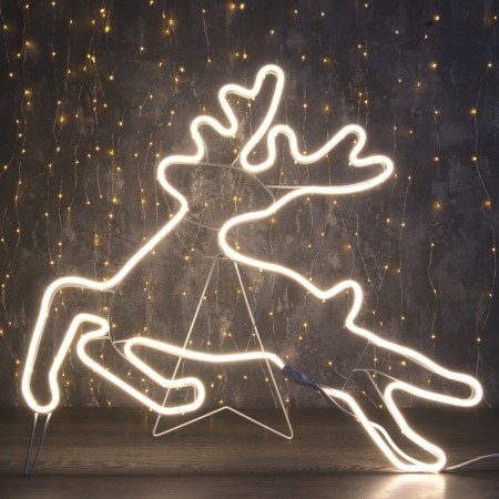 Neon figure "Flying Deer", 70 × 70 cm, 480 LED, 220 V, glow warm white
