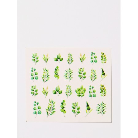 Slider - nail design "Leaflets", packing 6 pcs, green color-3