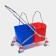 Cleaning trolley with vertical spin, two buckets of 25 liters, on wheels, chrome frame