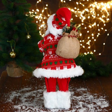 Santa Claus "in a red fur coat, cap and gifts" 23x45 cm-3