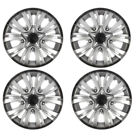Wheel caps R15 "Lyon", silver-black carbonate, set 4 pcs.