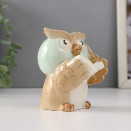 Souvenir ceramics "Little Eagle owl with the book" 7x7x9 cm-3