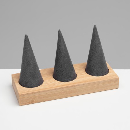 Rings stand 13 × 5 × 8, wood, cones, black-beige color-1