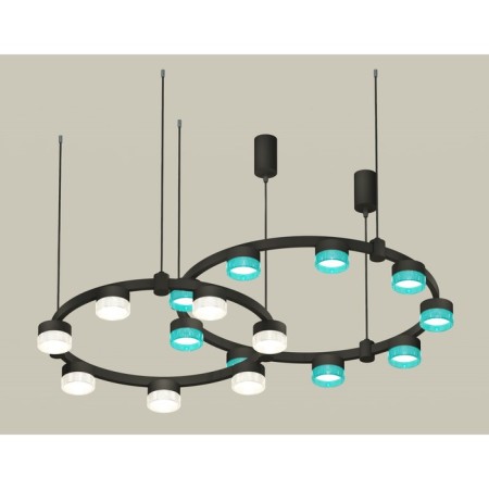 Suspended lamp with composite crystal Ambrella Light, XR92091300, GX53 LED 12 W, black sand, blue, transparent