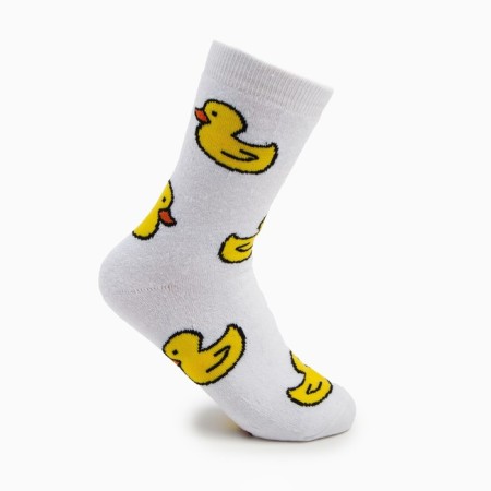 Women's terry socks "duck", white color, size 23-25