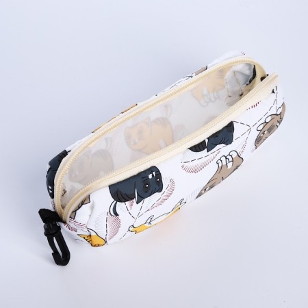 School backpack from textiles with a zipper, 3 pockets, pencil case, white/multi -colored color-9