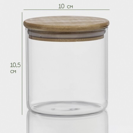 Glass Bank for bulk products with a bamboo cover "Eco", 550 ml, 10 × 10.5 cm-1