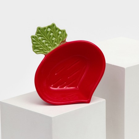 Ceramic “radish” plate, deep, red, 16 cm, 1 variety, Iran