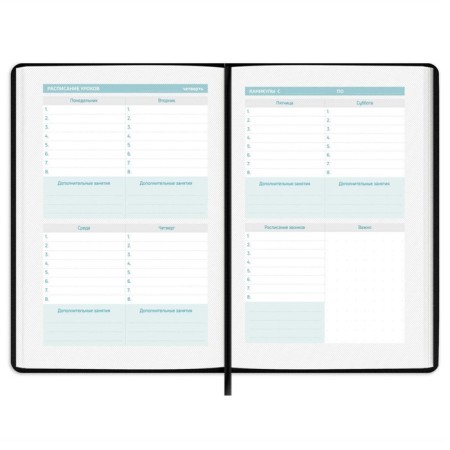 School School A5 80 sheets "Black Ploner", solid cover of artificial leather, foil embossing, lies, reference material, block 70 g/m2-1