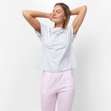 Homemade female set (T -shirt/pants), gray color, size 54-4