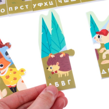 Soft puzzle for kids "Alphabet: Forest animals", 9 details, crumb I-6