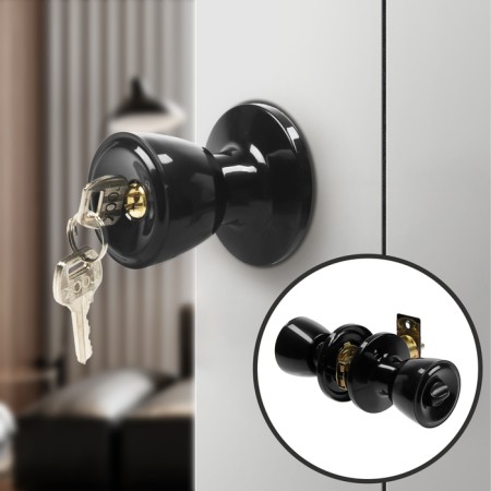 Latch 1203, with a key, glossy black color