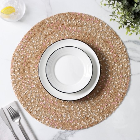 Serving napkin on the table "Serpentine", d = 38 cm, beige color-2