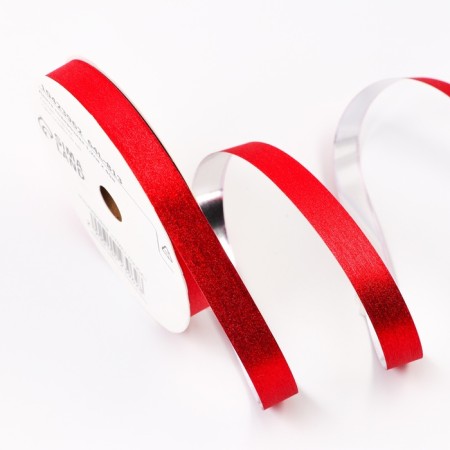 Plastic tape "silk", 1.2cm x 45m, red-1