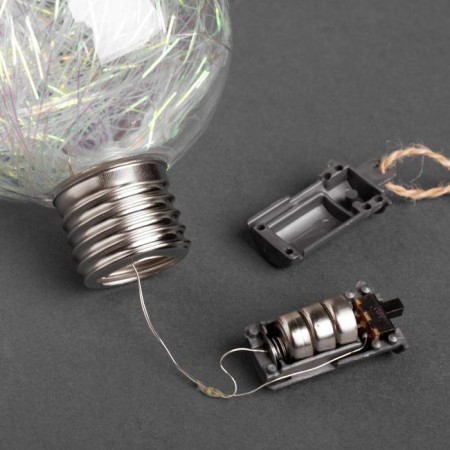 Set of Christmas tree balls "Tinsel color Warm Warm" 3 pcs., Battery, 5 LED, glow white glow-3