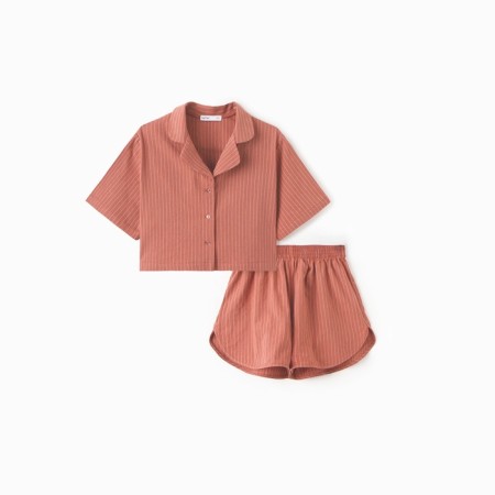 Female pajamas (shirt and shorts) KAFTAN "strip" R.48-50, coral-6