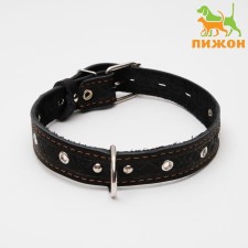 Collar leather embossed single-layer, dimensionless, 3 x 60 cm, Osh 42-55 cm, mix of flowers