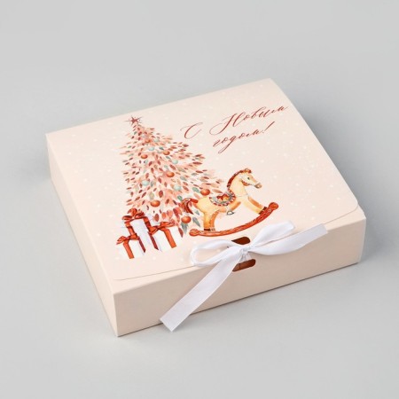 Folding gift box "New Year's toys", 20 x 18 x 5 cm, without tape, New Year