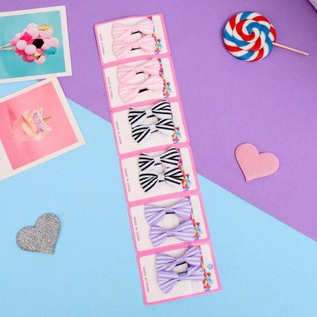 Hair clamp "Bow" stripes, 4 cm, mix-2