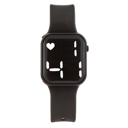 Watches electronic watches, silicone strap, black-1