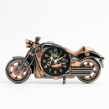 Clock - desktop's alarm clock "Retro motorcycle", discrete move, d -7.5 cm, 27 x 13 cm, aa-1