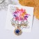 Mandalah-shaped pins, 3 cm, blue color in gold