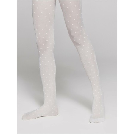 Children's tights with a pattern "hearts" Conte Elegant Anabel, height 104-110 cm, color Bianco