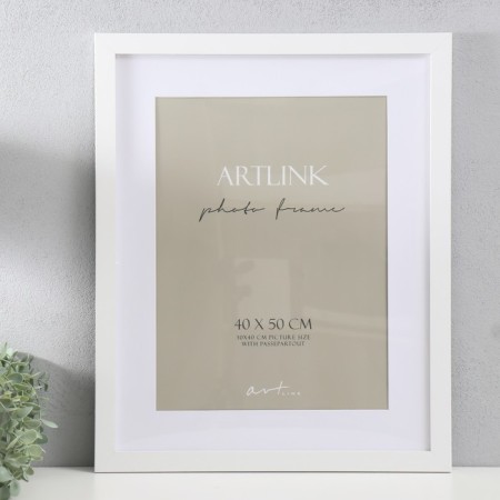 Photo frame MDF "Ellis" 40x50 cm, with Paspartt, white 76739 (plastic screen)-1