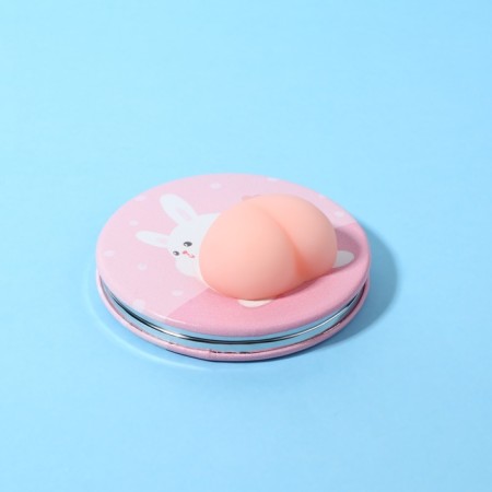 Mirror - anti -stress "Bunny", folding, D = 7.2 cm, with an increase, artificial leather, pink color-5