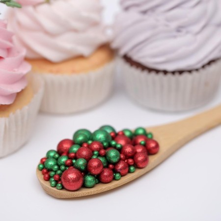Sprinking confectionery with glitter "Brill": green, red, 50 g-1