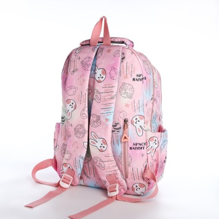 School backpack from textiles 2 of the lightning department, 4 pockets, pink color-3