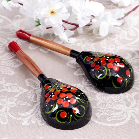 Spoon "Chernushka", semi -Babaska, 19 × 6 cm, Khokhloma, mix-5