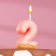 Candle in the cake "Strawberry glaze", number "2", pink, 3.8 cm