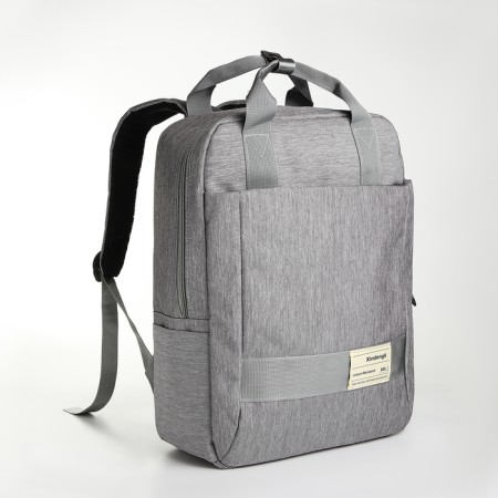A backpack of textiles on a zipper, 3 pockets, a laptop, color gray-2