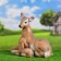 Garden figure "Deer with a deer" of gypsum good souvenirs, 39 cm, medium, brown