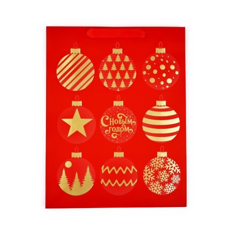 Package Gift New Year Laminated "Balls", l 31 x 40 x 11.5 cm-3