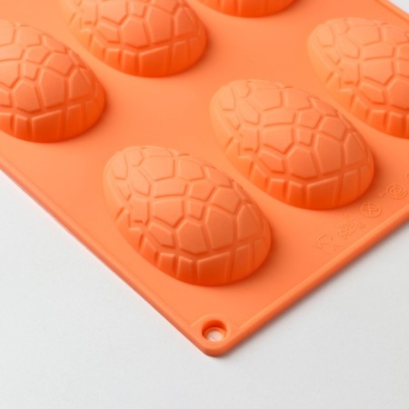 The form for baking the share "Easter. Chocolate egg ”, silicone, 9 cells, 28 × 16 × 2 cm, orange color-4