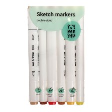 Meshu bilateral markers for sketching, 6 colors (autumn colors)